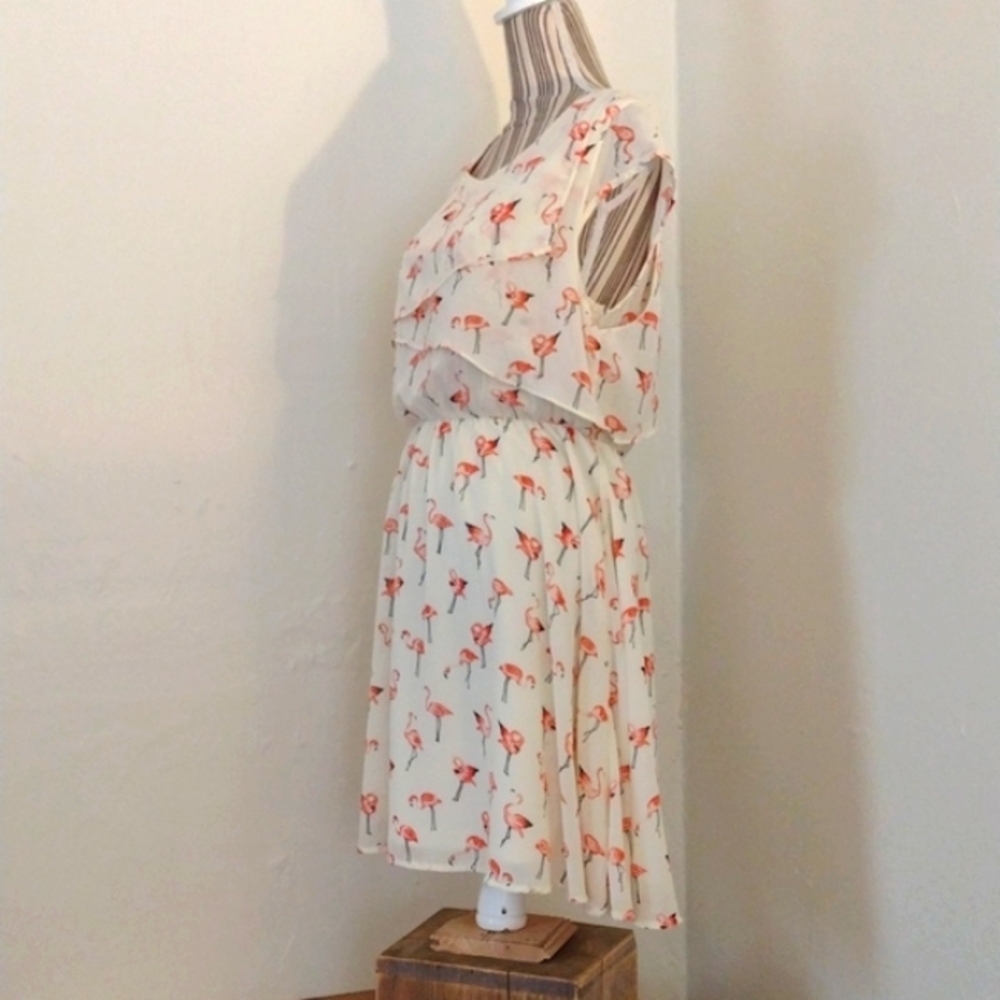 Molly Braken Flamingo Print Sleeveless Dress NWOT Size M - Picture 8 of 9